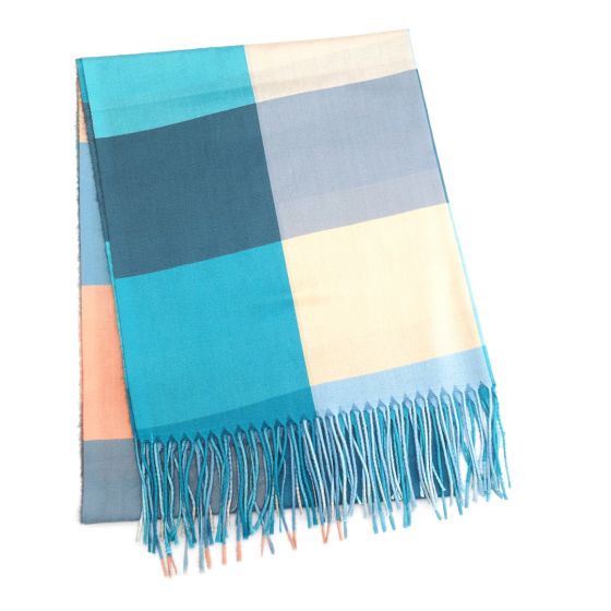 Teal check scarf