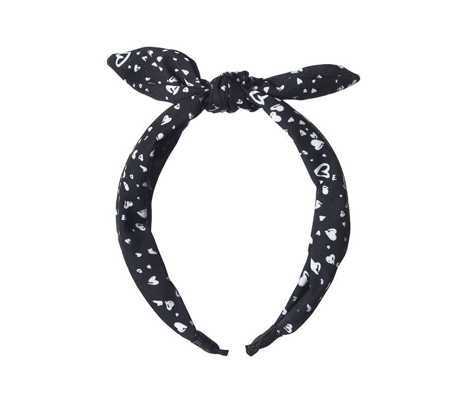 Heart print bow headband