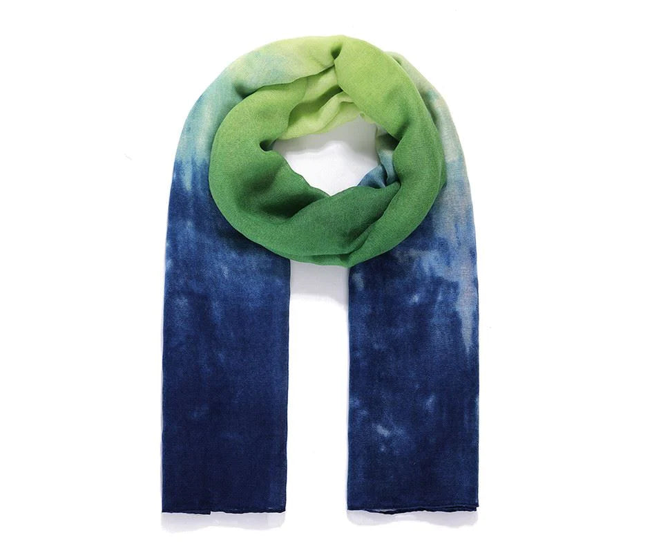 Blue/green ombre watercolour scarf