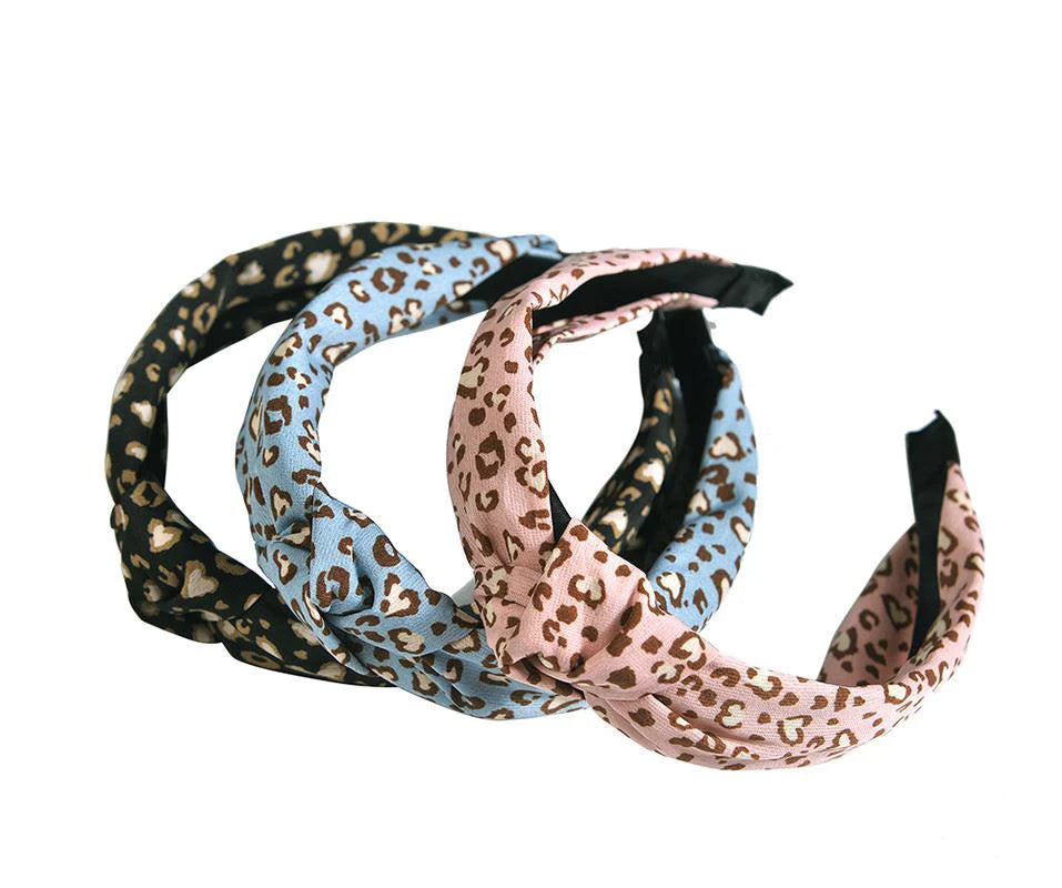 Leopard heart print headband