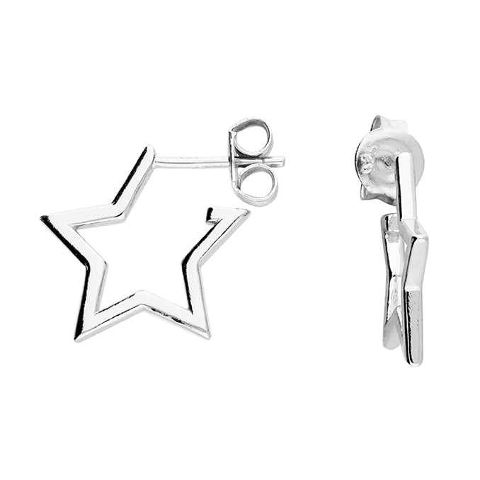 Silver star hoops