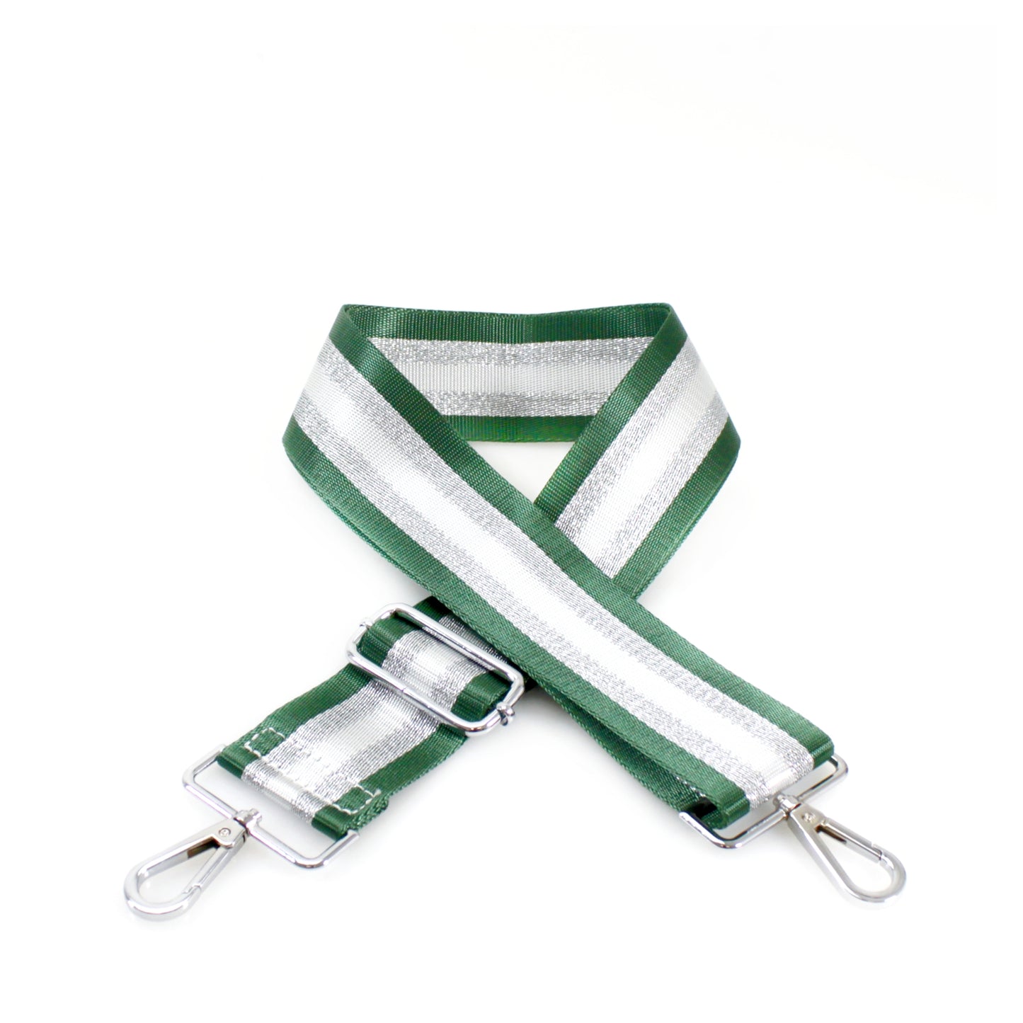 Green and silver stripes handbag strap