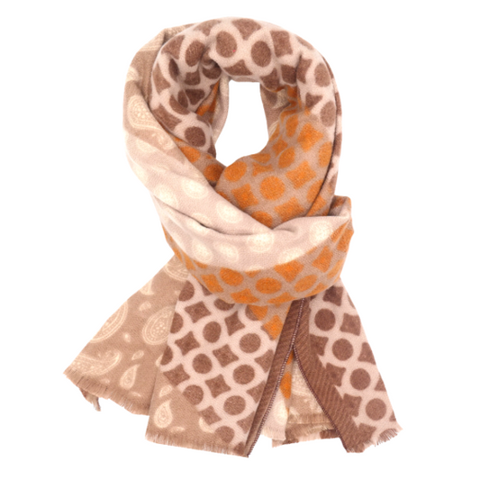 Neutral Paisley Patches scarf