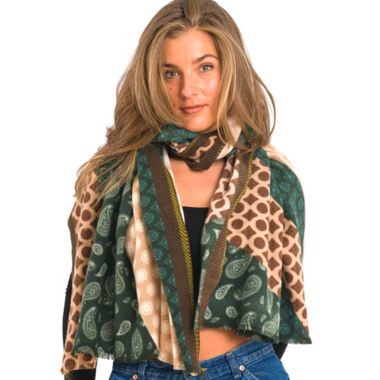 Green Paisley Patches scarf