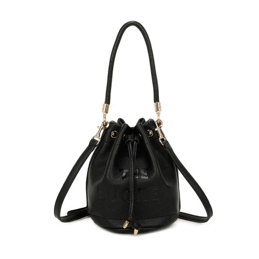 Black bucket bag