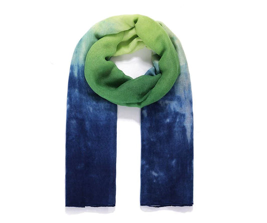 Blue/green ombre watercolour scarf