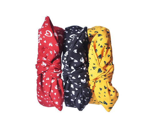 Heart print bow headband