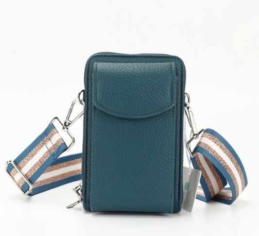 Cross body phone bag - petrol blue