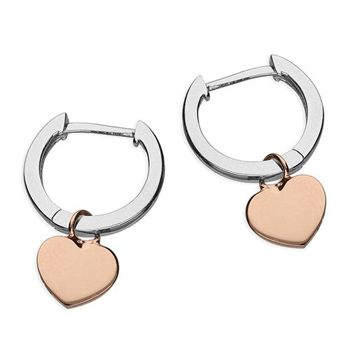 Two tone heart huggies