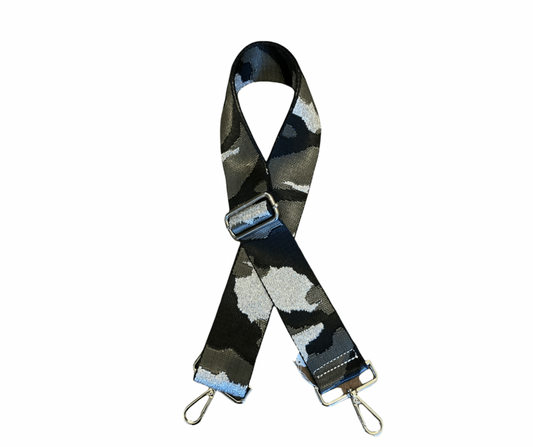 Black and silver camoflage handbag strap