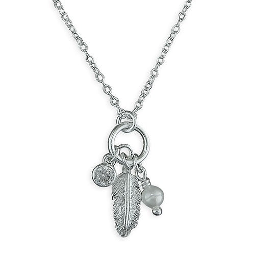 Feather cluster necklace