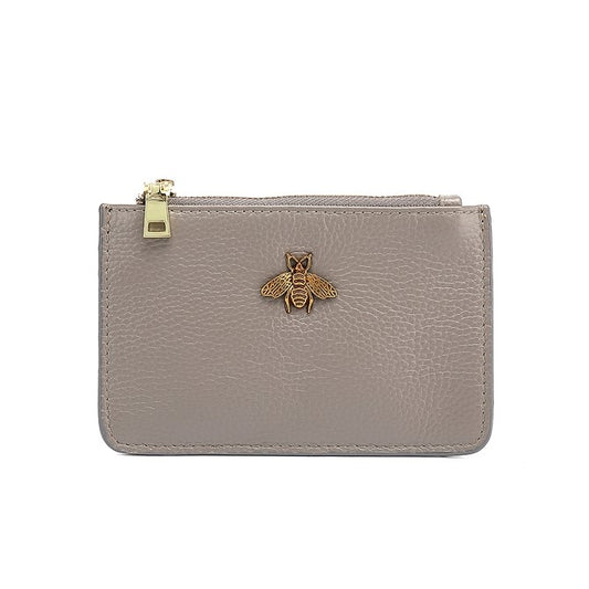 Grey coin and key purse (genuine leather)