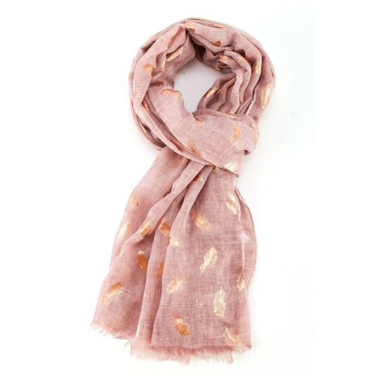 Pink and rose gold feather scarf