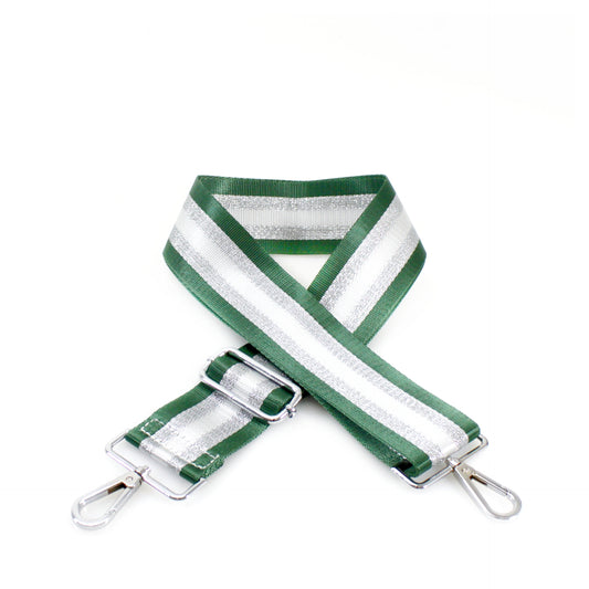Green and silver stripes handbag strap