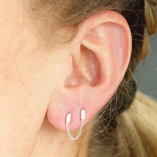 Baguette chain link studs